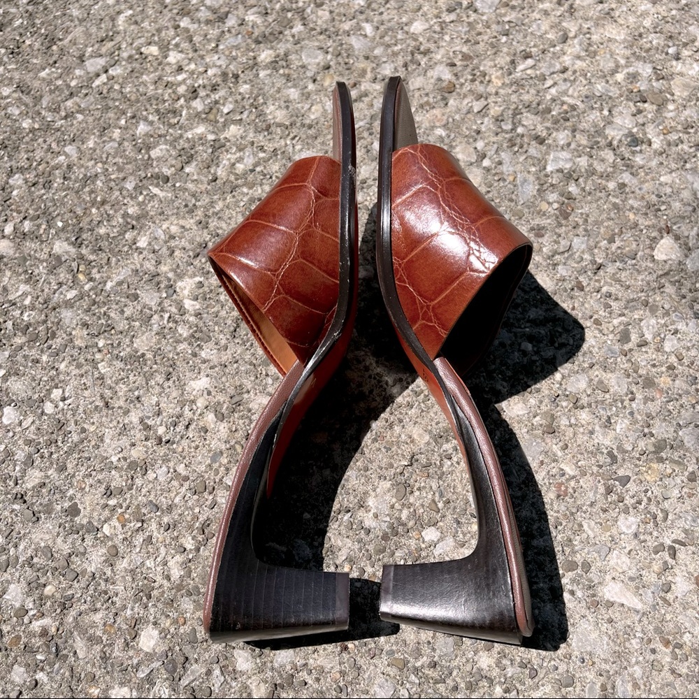 NEW Nine West Cognac Delarina3 Open Toe Dress Mule Sz 8.5